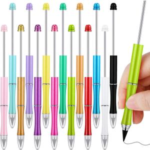 Ctosree 14 Pcs 14 Colors Beadable Pencil Inkless Everlasting Pencil DIY Bead Eternal Pencil Reusable Erasable Writing Pencil for Adults Gifts Sketch Drawing House Office Supplies