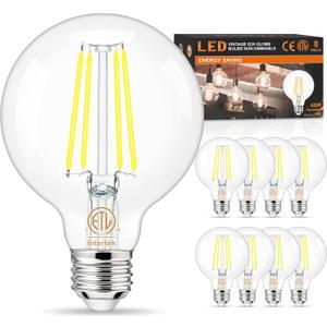 hansang 8 Pack Bathroom Light Bulbs, 6000K Daylight, 60W Equivalent G25 LED Edison Globe Light Bulb, E26 Base Round Light Bulbs for Bathroom Vanity Mirror, 6W LED, CRI 85+, 600LM, 120V, Non-dimmable