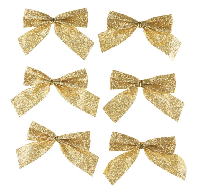 Christmas Essentials Glitter Bow and Holiday Appliques Set, Christmas Craft Embellishments for Presents, Wreaths, and Tree Decoration