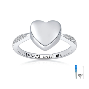 BEILIN Hold Loved Ones Urn Ring 925 Sterling Silver Always with me Heart Cremation Urn Ring for Ashes for Women 9