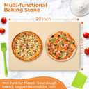 Pizza stone,20" x 13.5" Large Rectangular Pizza stone for Oven and Grill, Heavy Duty Cooking Stone Includes Free Plastic Scraper, Silicone Brush, Cordierite Baking Stone for Pizza, Bread, BBQ