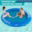 COOLWAVE Inflatable Water Hammock Floating Dock, Inflatable Raft for Family and Friends, Round Floating Ring for Parties, Water Float with Cup Holders for Pool and Lake, Blue+Light Blue, 8 ft