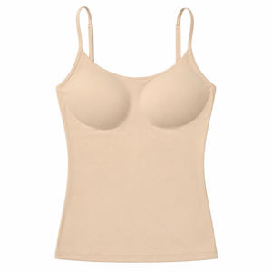 Name: Seamless Camisole Tank Top with Built-In Bra Cups – Beige, Size M