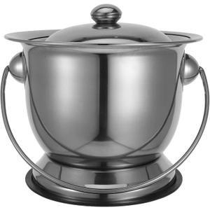 Beaupretty Stainless Steel Urine Bucket Pot with Lid 9.84 Inch Portable Chamber Pot for Adults Elderly Pregnant Women Bedpan for Home and Camping