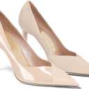 Coutgo Womens Pointed Toe High Heels Pumps Patent Suede Stiletto Heel Slip on Office Party Wedding Dress Shoes (8.5, Nude)