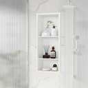 Stainless Steel Shower Niche 12" X 29", No Tile Needed Wall Niche Three-Tier, Recessed Shower Shelf for Bathroom Storage, Matte White