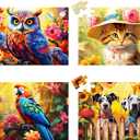 4 x 4 Pack 36 Large Piece Puzzles for Seniors,Dementia Puzzle Alzheimer's Activities for Seniors Dogs Parrots Cats Owls Easy Puzzle Memory Games for Seniors Gift for Elderly Seniors Adult