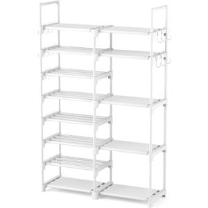 ROJASOP White Shoe Rack, Tall Metal Shoe Rack Organizer for Entryway Closet Garage, 8 Tier Large Shoe Shelf for 2632 Pairs Boots & Shoes Storage, Space Saving Heavy Duty Shoe Stand