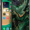 DAIZAG Compatible with iPhone 14 Case,Green Gold Marble Four Corners with Bumpers Anti-Slip Shock Absorbing Protective Cover