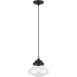 Livex Lighting, 41293-04, Avondale, Mini Pendant, Black with Brushed Nickel Accent