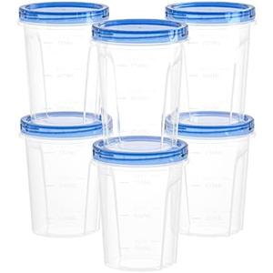 Reusable Soup Container with Airtight Twist Top Lid, [6 Pack-32 oz] Versatile BPA-Free Plastic Containers for Ice Cream, Lunch, Leftovers, Microwave, Dishwasher and Freezer Safe 6Pcs