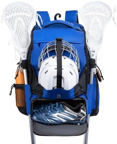 Himal Outdoors Lacrosse Bag with Helmet Storage- Premium Lacrosse Backpack with Two Stick Holder- Extra Large Separate Shoe Compartment-Zipper Pocket & Towel Ring and Padded Shoulder Straps
