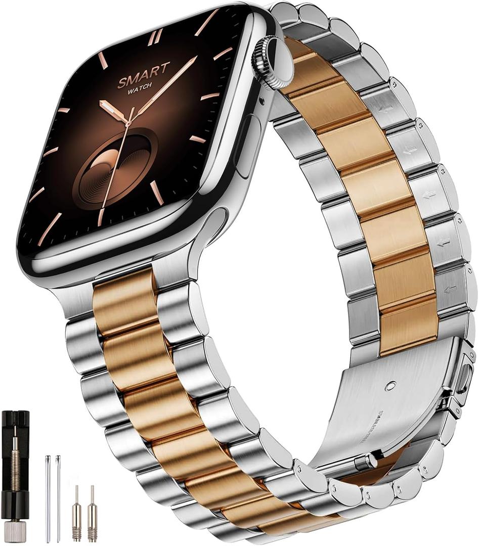 SUNFWR Compatible with Apple Watch Band 44mm 45mm 42mm 46mm 49mm for Men Women, Stainless Steel Metal iWatch Band for Apple Watch Series 11/10/9/8/7/6/5/4/3/2/1/SE/SE2/SE3 Ultra3/2/1  