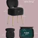 SONGMICS Vanity Chair, Makeup Stool with Folding Backrest,  Ink Black