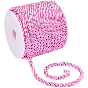 PH PandaHall 5mm Decorative Rope Graduation Cord Twisted Satin Polyester Twine Cord Pink Thread Shiny Cord Choker Thread for Home Décor Upholstery Curtain Tieback Graduation Honor Cord 19 Yards