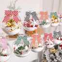 4 x 30 Pcs 3 Inches Mini Twist Tie Red Striped Printed Grosgrain Ribbon Bow Smal Bows for Applique Embellishment Crafts Sewing Scrapbook Baby Shower Wedding Christmas Girls Dress Hair