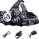 [Upgraded] LED Headlamp Flashlight, 4 Modes Adjustable Zoomable Focusing Headlight, Ultra Bright 5 Head Light with Rechargeable Batteries, IPX-5 Waterproof for Night Camping Fishing