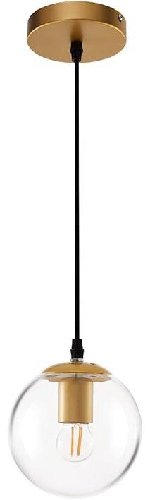 JAGORI Glass Pendant Light,Mid Century Modern Light Fixture,Hanging Lights for Kitchen Island,Bathroom, Bedroom,Hallway Foyer (Gold, 6 in)