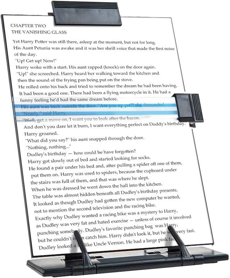 PowerKing Desktop Document Holder with 7 Adjustable Angles, Relieves Eyes and Neck Strain, Black Metal Paper Stand When Typing for Reading A4, Letters, Books, Receipts, Music Sheets, Textbooks