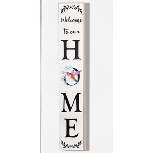 4.75FT Welcome Wooden Porch Sign, Front Door Standing Large Welcome Porch Sign with Hummingbird for Home Front Door Yard Season Party Decor Wall Yard Garage