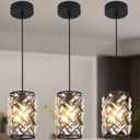 3 Pack Black Pendant Lights Kitchen Island, Kitchen Island Dining Room Light Pendant Lighting Fixtures High end Crystal Chandelier Over Island Table Modern Hanging Light for Bar Dining Room