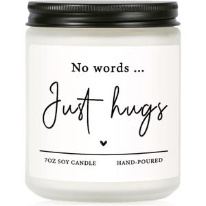 Shqiueos Sympathy Gifts for Loss of Loved One-No Words Just Hugs Lavender Scented Candle, Bereavement Gift Idea, Memorial, Grief, Thinking of You, Get Well, Comfort Condolence Gift (White)