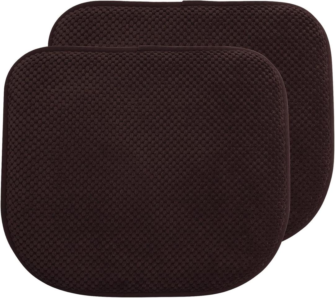 Brown Foam Seat Cushions Kitchen Chairs Pads for Dining Chairs 2 Pack Non Slip Patio Seat Cushions Washable U Shaped Soft Thick Large Metal Wooden Chair Cushions,17" x 15", 15*17in