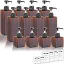 Amorettise 11 Pack Shampoo and Conditioner Dispenser Bottles, 7 Pack 22 Oz and 4 Pack 7 Oz Refillable Square Plastic Pump Bottles, Shower Soap Dispenser for Shampoo Conditioner Body Wash, Amber 
