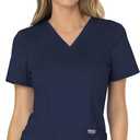 Cherokee Scrubs Top for Women Mock Wrap with 3 Pockets, Soft, 2-Way Stretch & Durable Fabric - WW610 (X-Small, Navy)