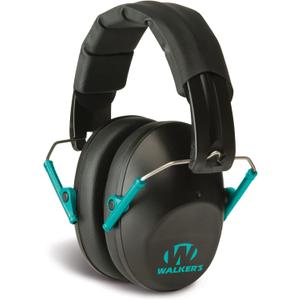 Walker's Unisex Adult's Lightweight Foldable Hearing Protection 22 dB Noise Reduction Pro Low-Profile Earmuffs (Black/Teal)