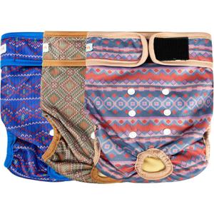 Langsprit Washable Female Dog Diapers - Doggie Reusable Diapers for Doggy Puppy Female in Period - Highly Absorbent Dog Heat Panties Plaid-1 M