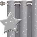 H.VERSAILTEX Blackout Star Curtains for Kids Room Boys Girls Twinkle Silver Stars Thermal Insulated Cute Thick Soft Curtain Drapes, Grommet Top, 1 Panel, 52" W x 63" L, Grey