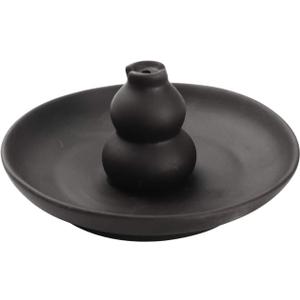 Black Glazed Ceramic Incense Burner, Bottle Gourd Shaped Incense Holder