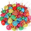 Aoriher Wood Spinning Tops for Kids, Colorful Wooden Gyroscopes Toy, Educational Kindergarten Toys, Rainbow Spin Tops for Games Party Favors Birthday Gifts(12 Pieces)