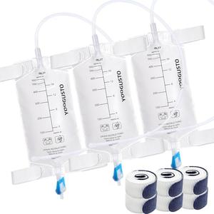 2 Pack Nephrostomy Bags 600ml with Soft 24 Inch Tube, Urine Drainage Bag Portable Fluid with Twist Valve and Adjustable Leg Straps
