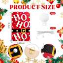 Aurelema 16'' Lighted Christmas Decorations Xmas HO HO Sign with LED String Lights Xmas Light Up Wooden Hanging Door Decor for Christmas Holiday Outdoor Indoor Party Decoration