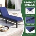 Chaise Lounge Cushions Outdoor, 72x 21x 3 Inch Waterproof & Fade-Resistant Lounge Chair Cushion, Outdoor Chaise Cushion with Removable Cover & Ties for Lawn, Patio, Pool & Beach, Navy Blue