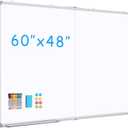 DOLLAR BOSS Large White Board 60 x 48 Inch Foldable Magnetic Whiteboard for Wall, Portable Double Sided Dry Erase Board, Aluminum Frame Message Board for School, Office, Classroom with Eraser, Markers