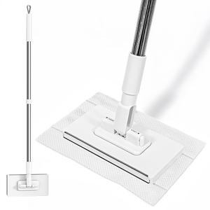 Mini Sweeper Mop with Disposable Pads, Flat Mop with 2 Reusable Cloths, No-Touch Easy Cleaning for Kitchen, Bathroom, Bedroom (40H)
