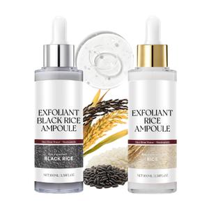 Glow Rice Ampoule Peel Shot Duo Set - 2 Pack Black and White Gentle Face Exfoliator for Clear Smooth Skin, Pore Minimizer with BHA Salicylic Acid and Niacinamide, 3.38 Fl Oz Each
