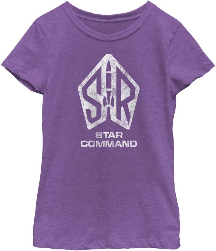 Disney Girls Pixar Lightyear Star Command Girls Short Sleeve Tee Shirt (Medium, Purple Berry)
