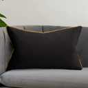 Avigers 12 x 20 Inches Black Solid Cushion Case Luxury Modern Home Decor Lumbar Throw Pillow Cover Decorative Pillow for Couch Living Room Bedroom Car 30 x 50cm