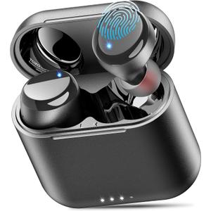 TOZO T6 Wireless Earbuds, Bluetooth 5.3 Ear Buds, Stereo Sound in Ear Headphones, 50 Hours Playtime, Wireless Charging Case, APP Customizable EQs, IPX8 Waterproof Earphones (Space Gray)