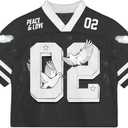 COZYEASE Men's Y2K Mesh V Neck Jersey Shirts Half Sleeve Striped Number Graphic Tees Sports Tops, Large 