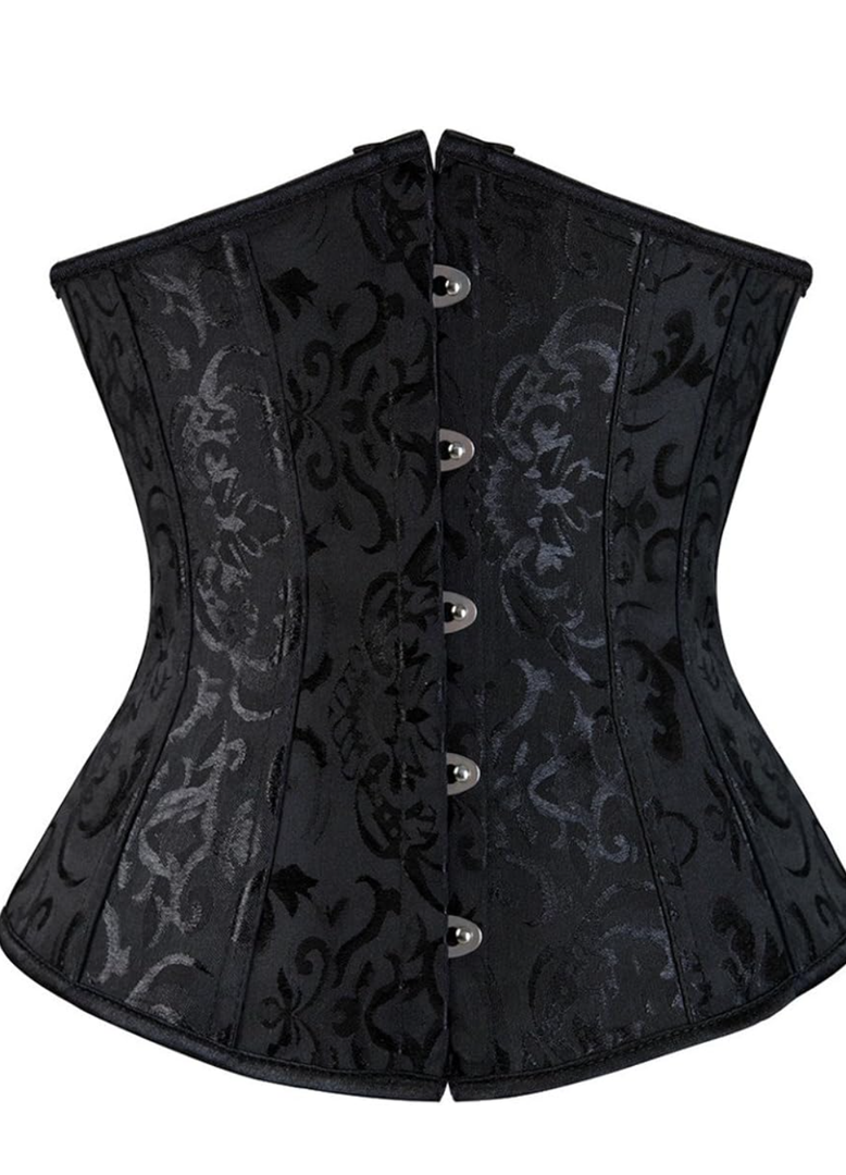 Zhitunemi Women's Lace Up Boned Jacquard Brocade Waist Training Underbust Corset, Small