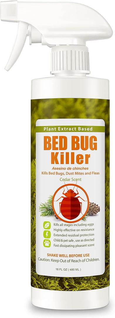 Bed Bug Killer Spray 16 Oz, Green + Non-toxic, 100% Kill + Extended Protection (16 Fl Oz (Pack of 1))
