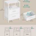 SONGMICS Nightstand with 2 Fabric Drawers, End Table with Open Shelf, 2 Drawers-2Pc
