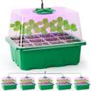 Bonviee 5 Packs Seed Starter Tray with Elevated Lid, 120 Cells Thicken Seed Starting Trays Kit with Adjustable Humidity Vent, Clear Cell Tray and Heightened Lids for Greenhouse & Gardens, Clear 5.5 Inches