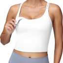 Foucome Nursing Tank Tops for Breastfeeding Longline Nursing Sports Bra Cross Back Workout Crop Top with Built in Bra (Small, White)