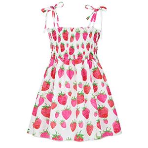 Vieille Toddler Girls Beach Dresses Cute Strawberry Sleeveless Sundress Kids Summer Holiday Party Dress Size 120
